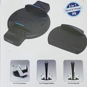 Dual Controller Charging Dock and Console Stand for PS5